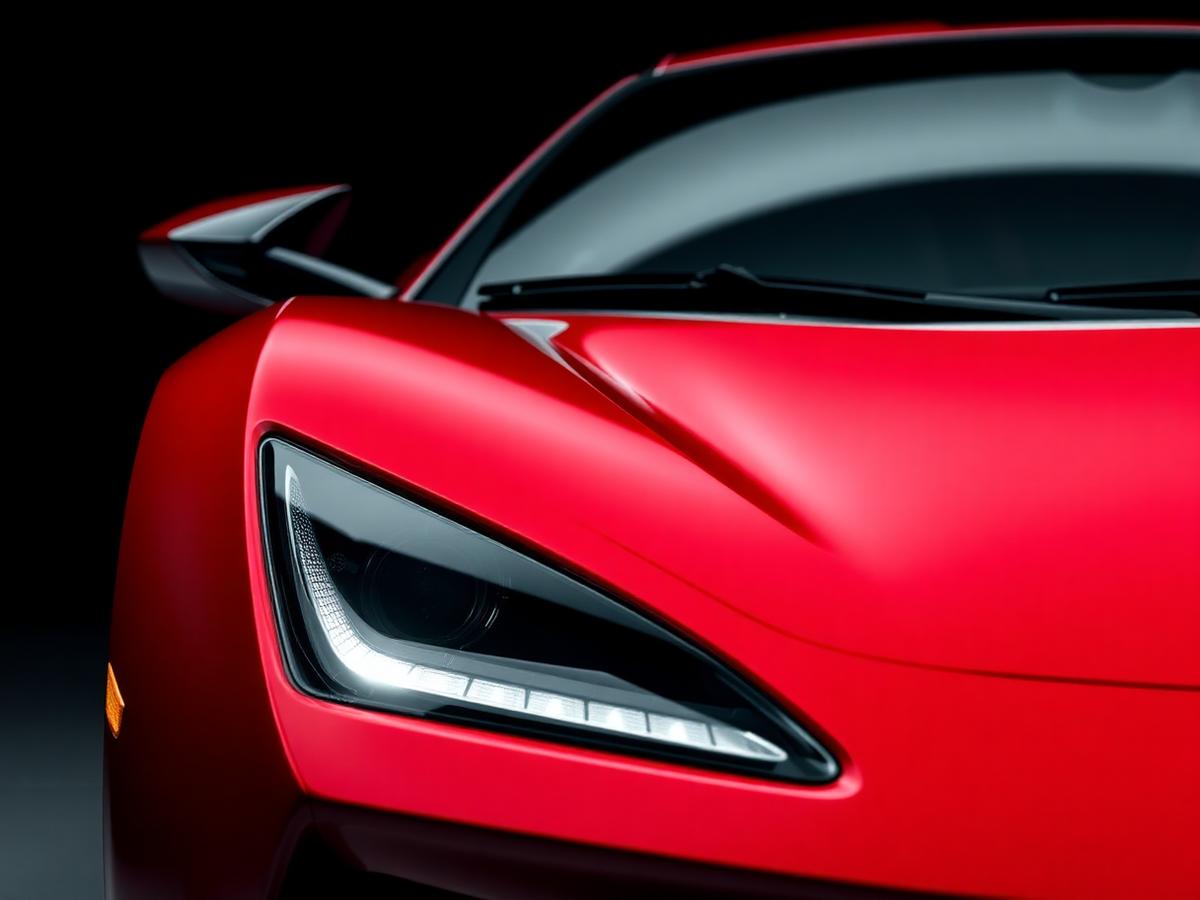 Red supercar headlight detail